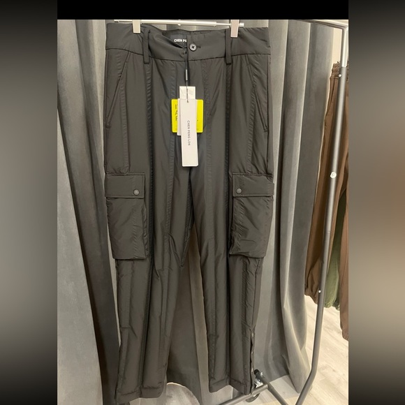 Chen Peng Black Down Roman Column Trousers